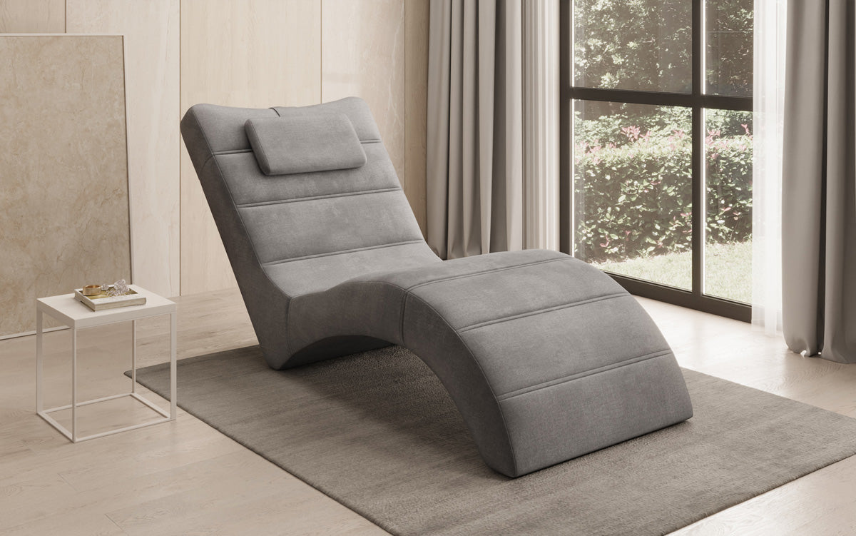 Chaise longue de designer Leon en Velours