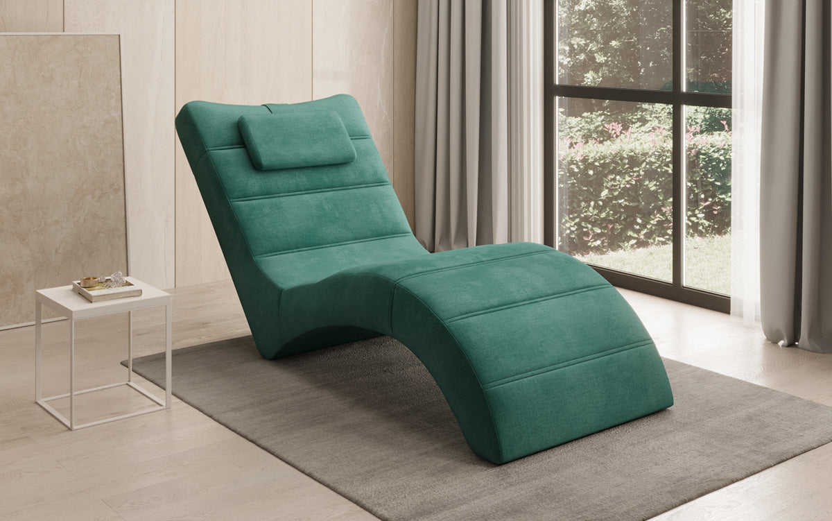 Chaise longue de designer Leon en Velours