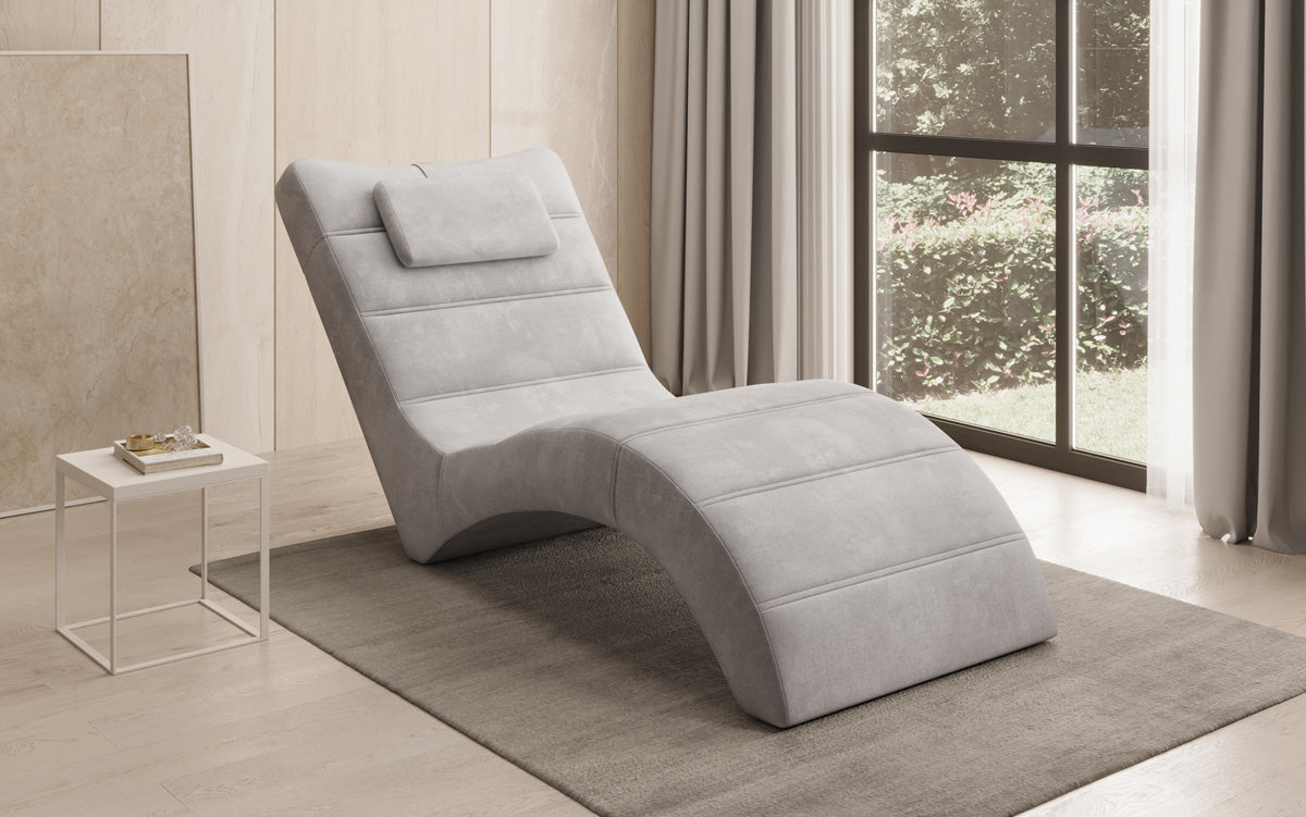 Chaise longue de designer Leon en Velours