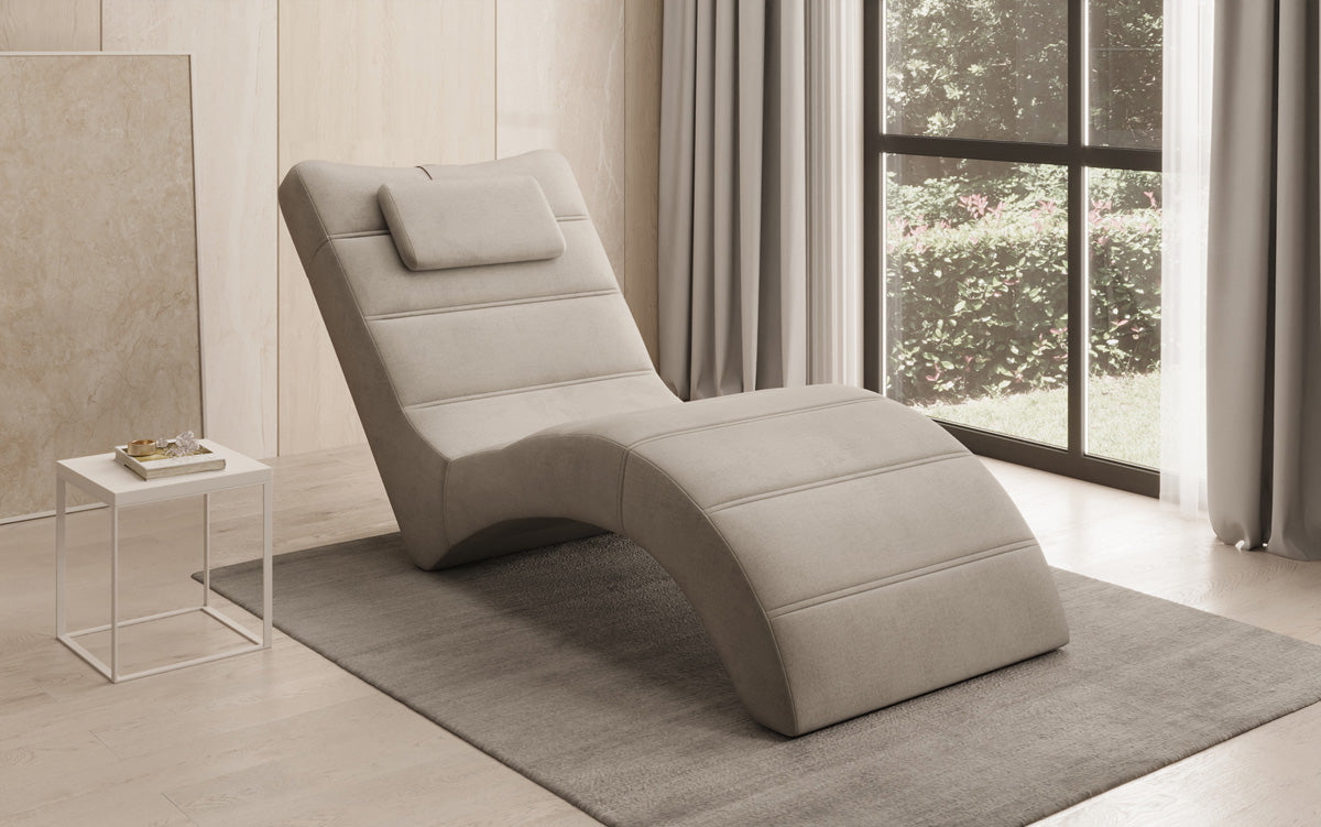 Chaise longue de designer Leon en Velours