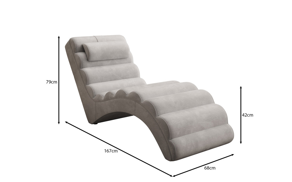 Chaise longue de designer Malina en Velours