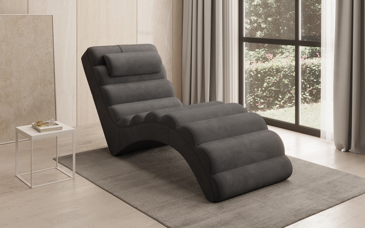 Chaise longue de designer Malina en Velours