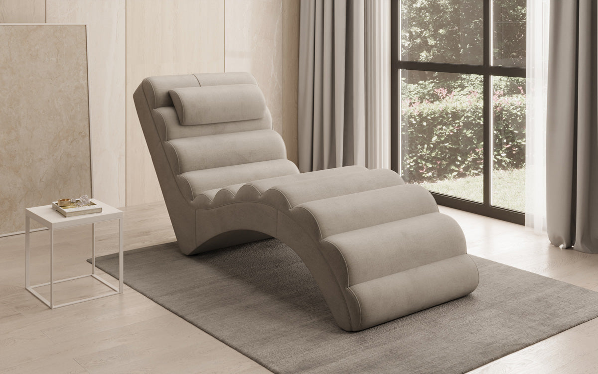 Chaise longue de designer Malina en Velours