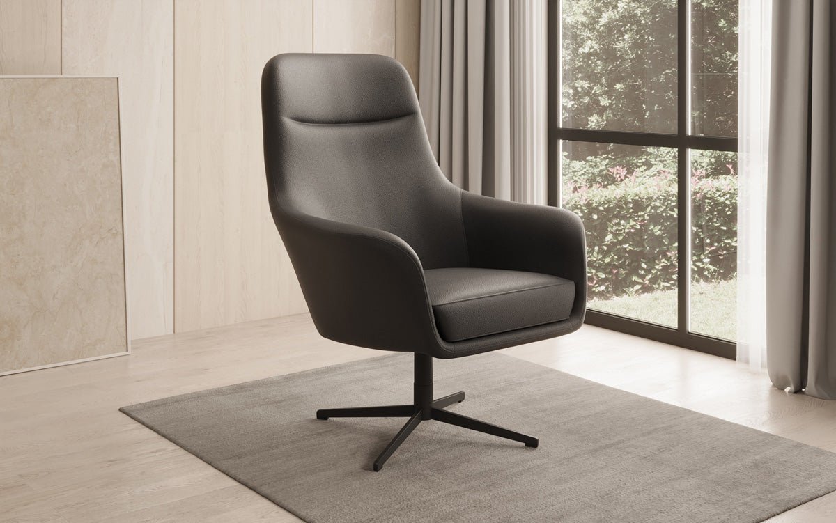 Designer Sessel Ren 360° Drehfunktion in Echtleder