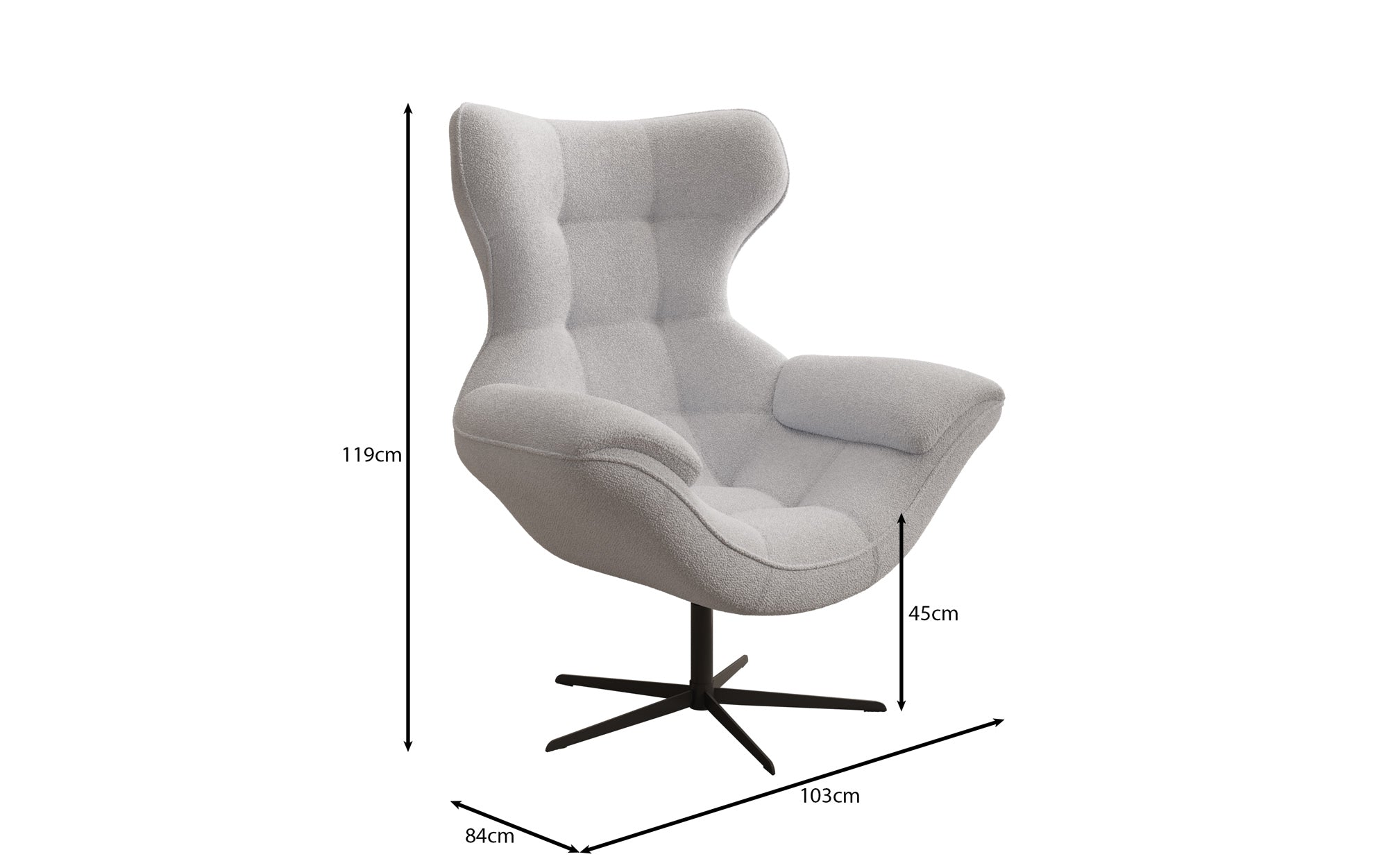 Designer Sofa-Sessel Aurelio inkl. Beistellhocker in Bouclé