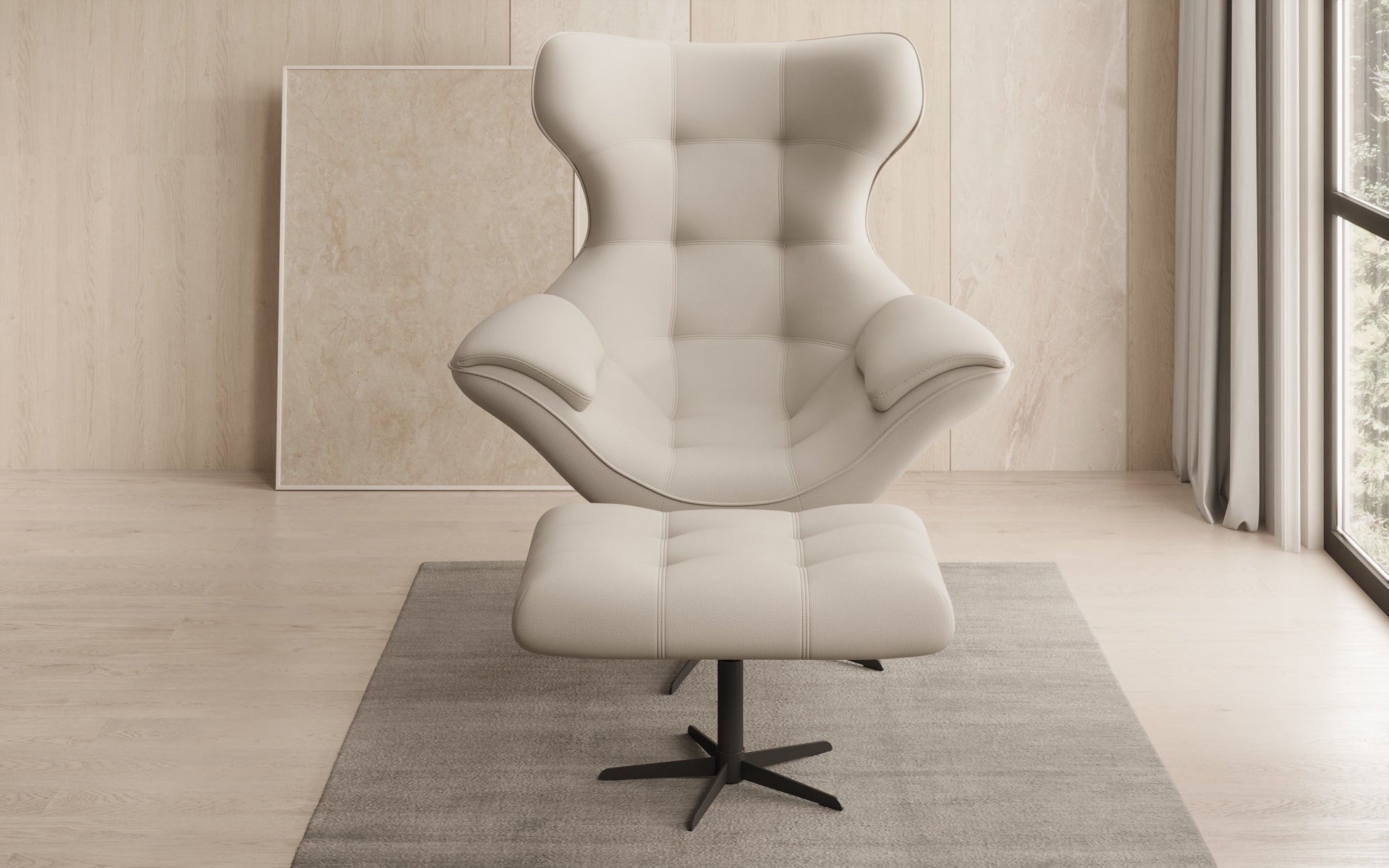 Fauteuil-canapé design Aurelio incl. repose-pieds en Tissu