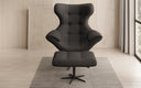 Designer Sofa-Sessel Aurelio inkl. Beistellhocker in Stoff
