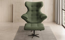 Designer Sofa-Sessel Aurelio inkl. Beistellhocker in Stoff