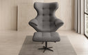Designer Sofa-Sessel Aurelio inkl. Beistellhocker in Stoff