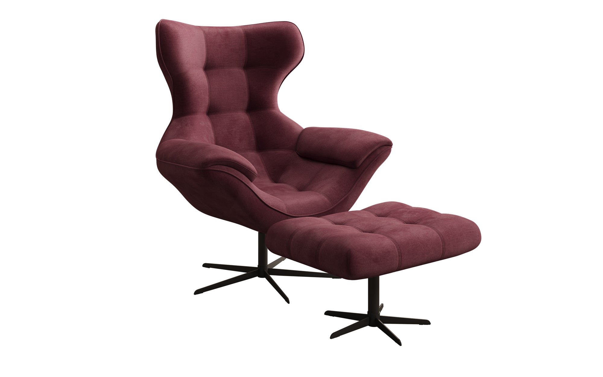 Designer Sofa-Sessel Aurelio inkl. Beistellhocker in Fluweel