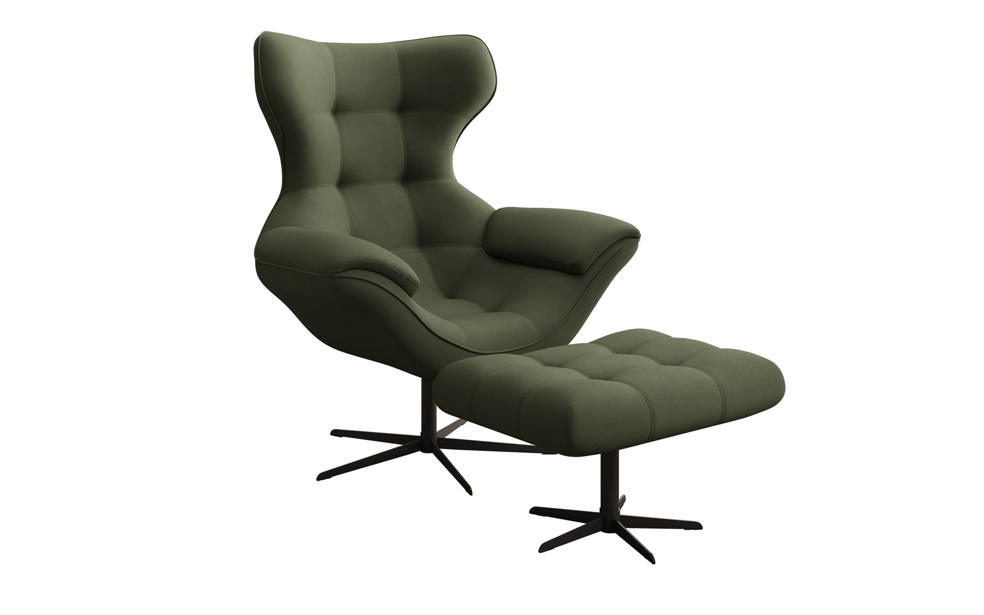Fauteuil-canapé design Aurelio incl. repose-pieds en Tissu