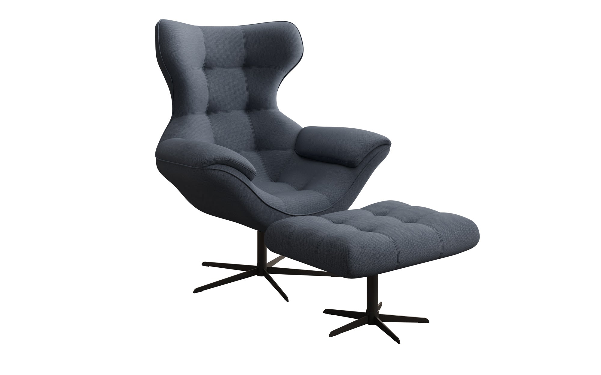 Fauteuil-canapé design Aurelio incl. repose-pieds en Tissu