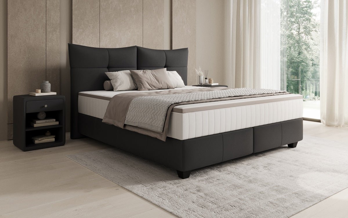 Boxspringbed Veyora in Echtleder
