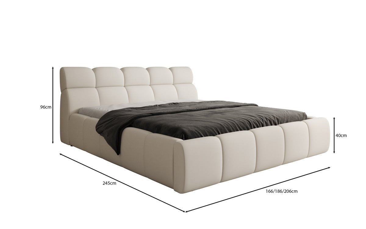 Designer gestoffeerd bed Dallas Stof met opbergruimte