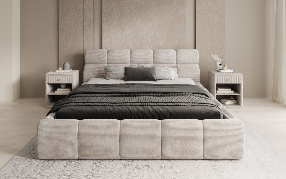 Designer gestoffeerd bed Dallas Ribstof met opbergruimte