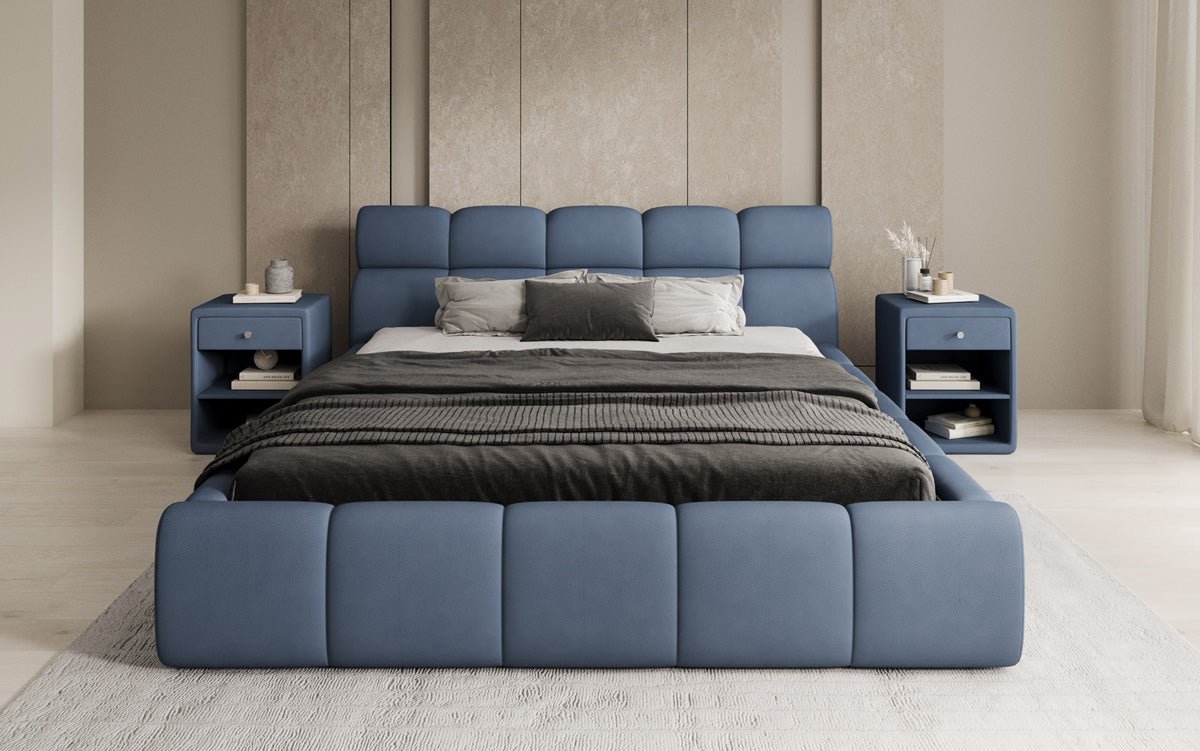 Designer gestoffeerd bed Dallas Stof met opbergruimte