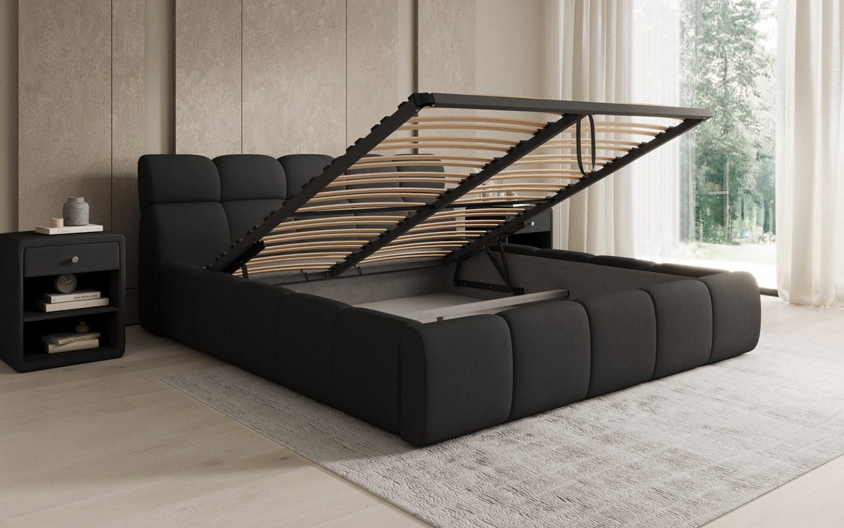 Designer gestoffeerd bed Dallas Stof met opbergruimte