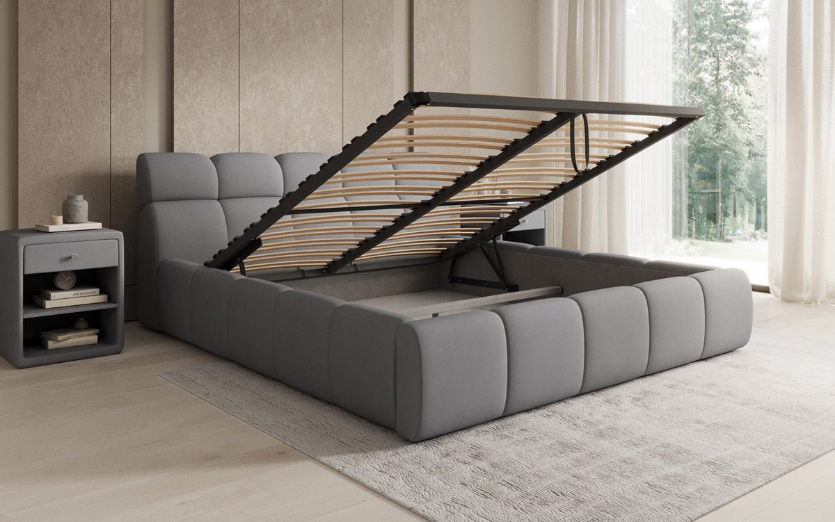 Designer gestoffeerd bed Dallas Stof met opbergruimte