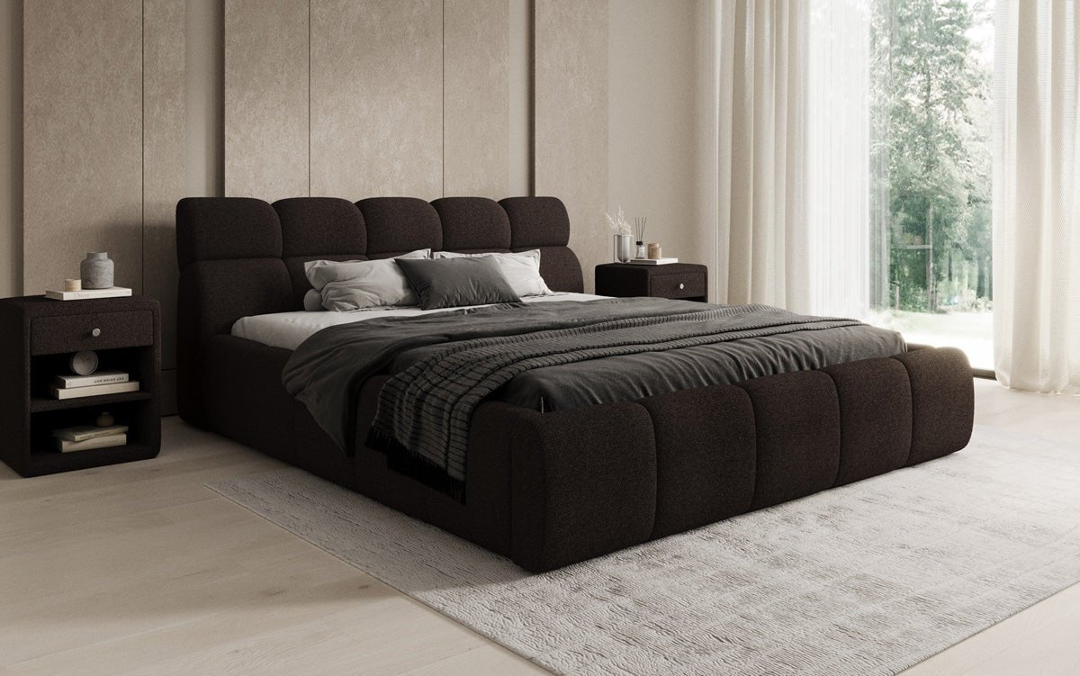 Lit rembourré design Dallas Bouclé avec rangement