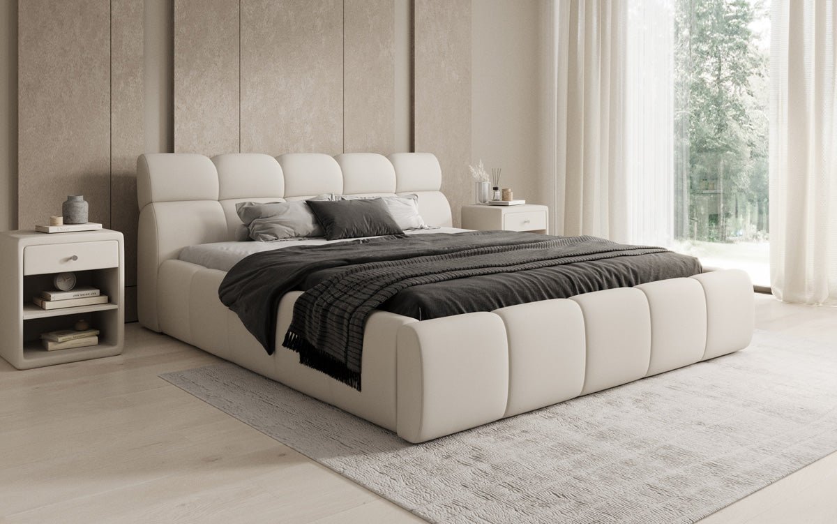 Designer gestoffeerd bed Dallas Stof met opbergruimte