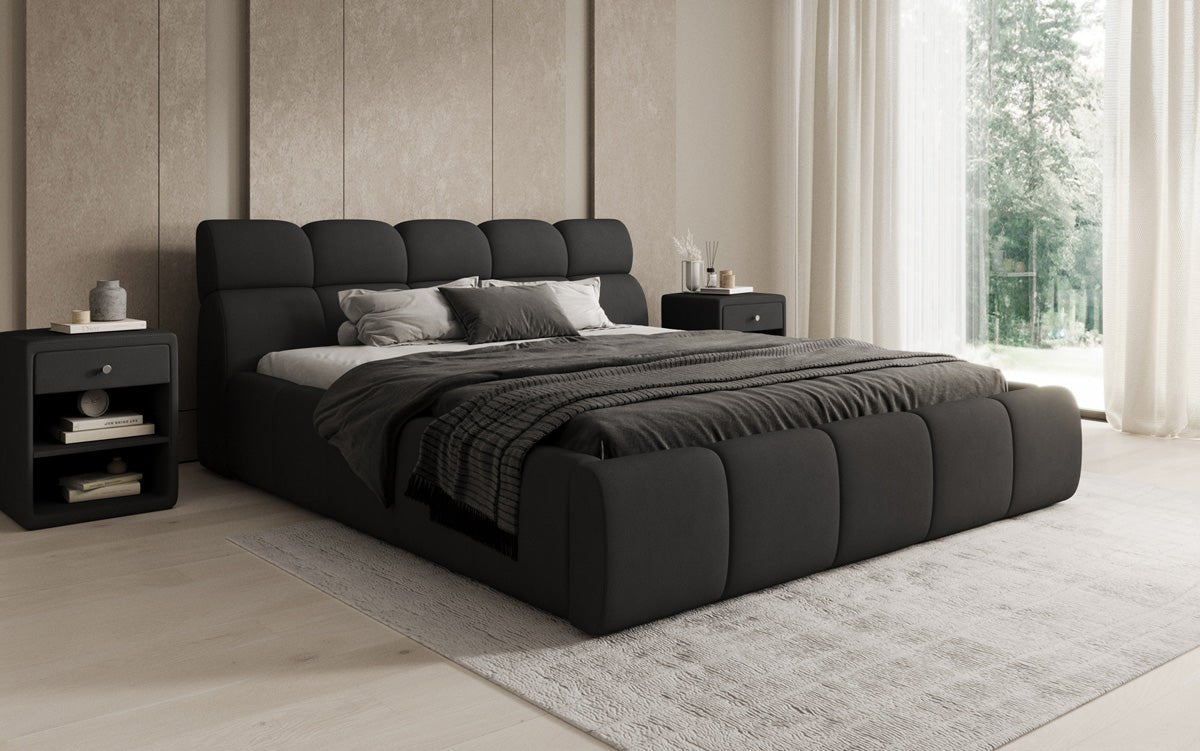 Designer gestoffeerd bed Dallas Stof met opbergruimte