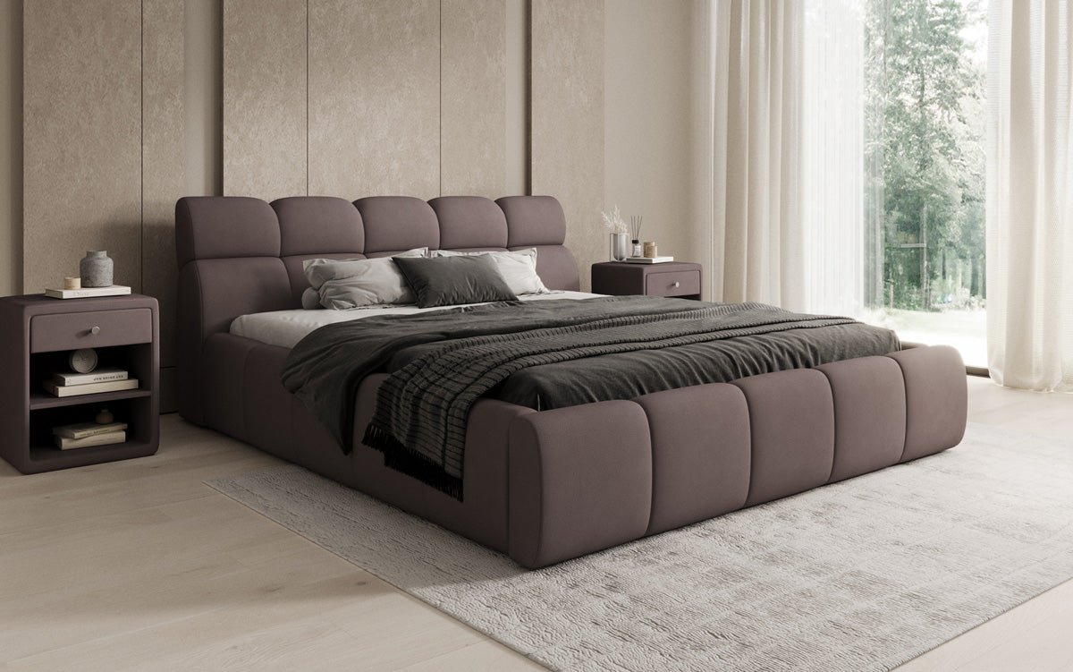 Designer gestoffeerd bed Dallas Stof met opbergruimte