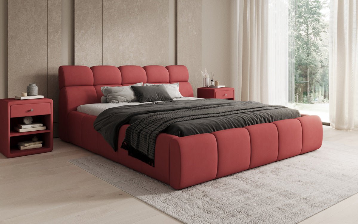 Designer gestoffeerd bed Dallas Stof met opbergruimte