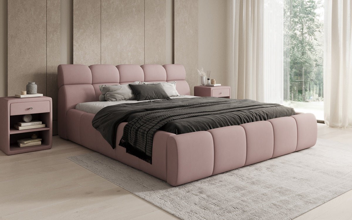 Designer gestoffeerd bed Dallas Stof met opbergruimte