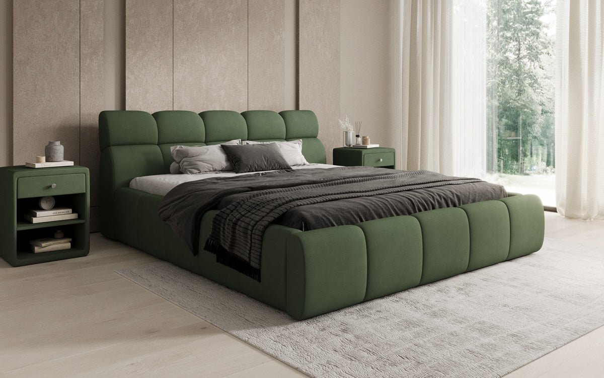 Designer gestoffeerd bed Dallas Stof met opbergruimte