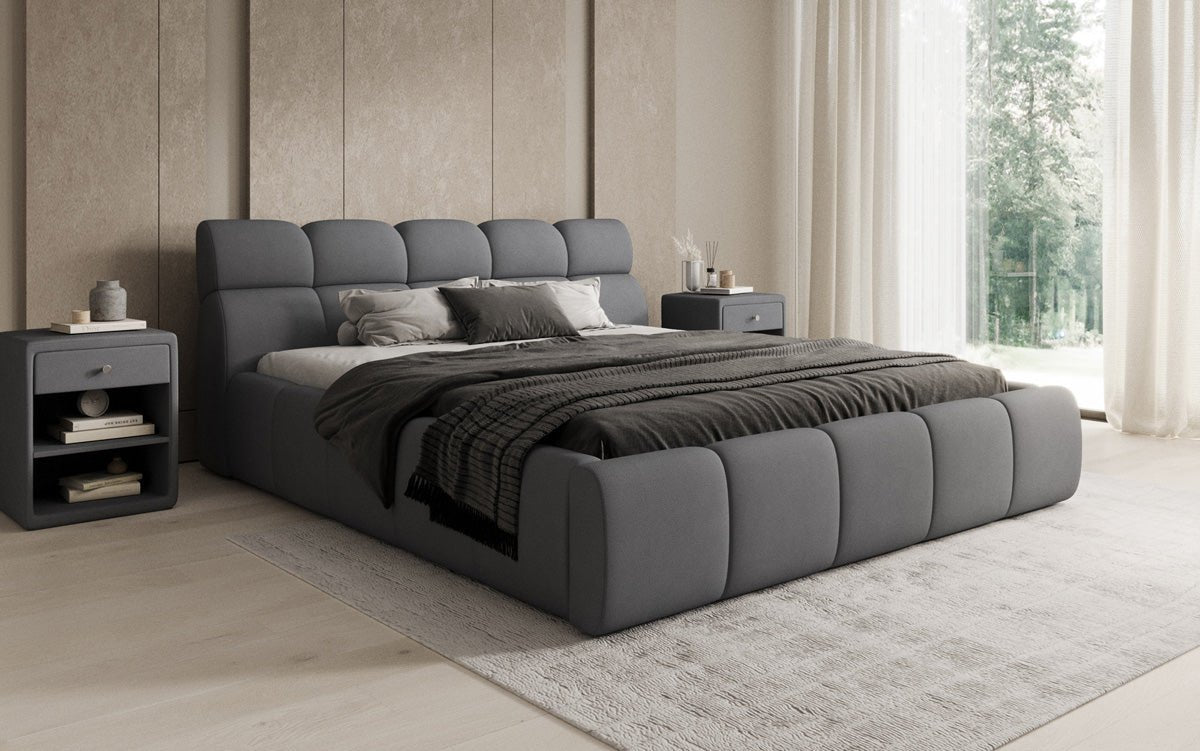 Designer gestoffeerd bed Dallas Stof met opbergruimte