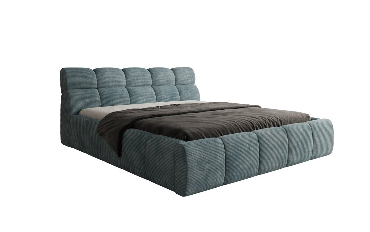 Designer gestoffeerd bed Dallas Ribstof met opbergruimte