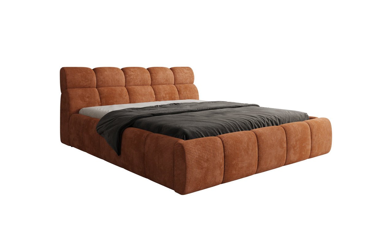 Designer gestoffeerd bed Dallas Ribstof met opbergruimte