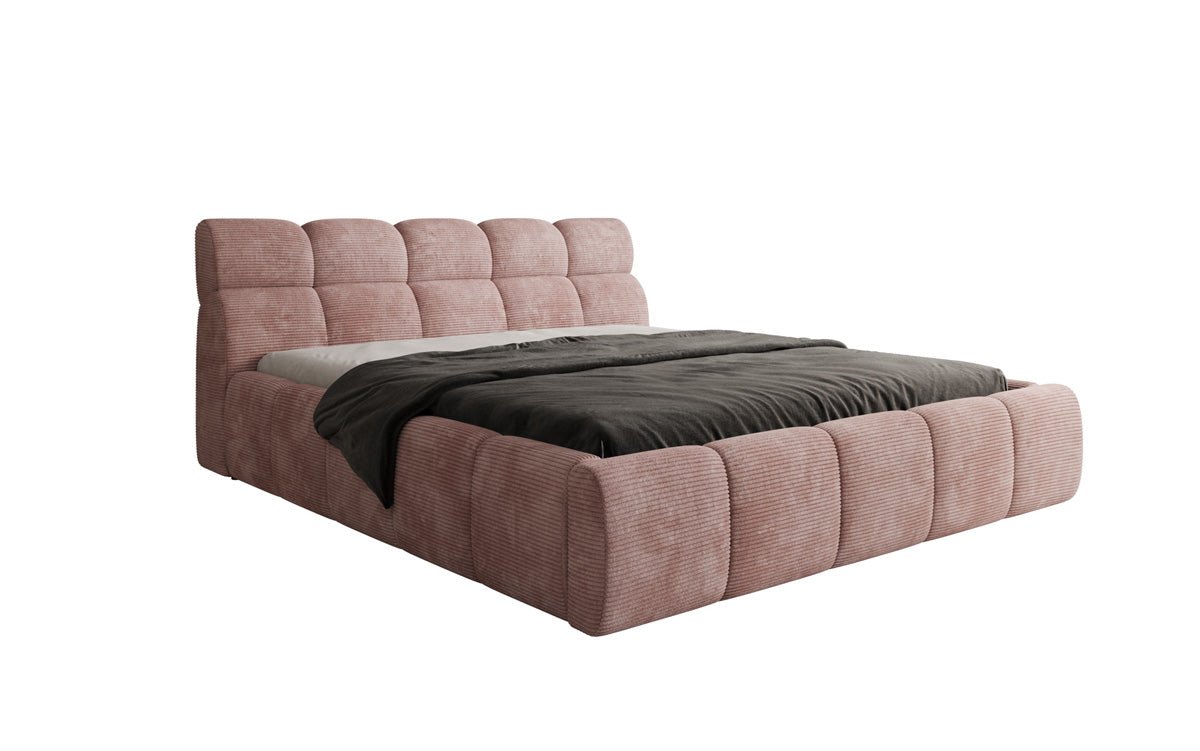 Designer gestoffeerd bed Dallas Ribstof met opbergruimte