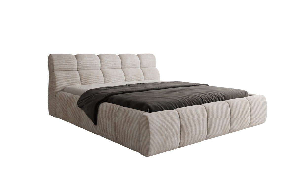 Designer gestoffeerd bed Dallas Ribstof met opbergruimte