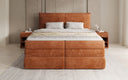 Lit boxspring Avelora avec rangement en côtelé