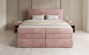 Lit boxspring Avelora avec rangement en côtelé