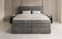 Lit boxspring Avelora avec rangement en côtelé