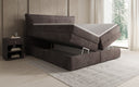 Lit boxspring Avelora avec rangement en côtelé