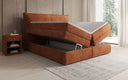 Lit boxspring Avelora avec rangement en côtelé