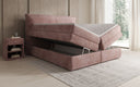 Lit boxspring Avelora avec rangement en côtelé