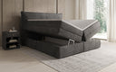Lit boxspring Avelora avec rangement en côtelé