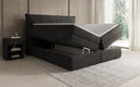 Lit boxspring Avelora avec rangement en côtelé