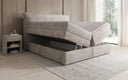 Lit boxspring Avelora avec rangement en côtelé