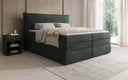 Lit boxspring Avelora avec rangement en côtelé