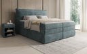 Lit boxspring Avelora avec rangement en côtelé