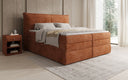 Lit boxspring Avelora avec rangement en côtelé