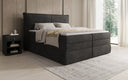 Lit boxspring Avelora avec rangement en côtelé