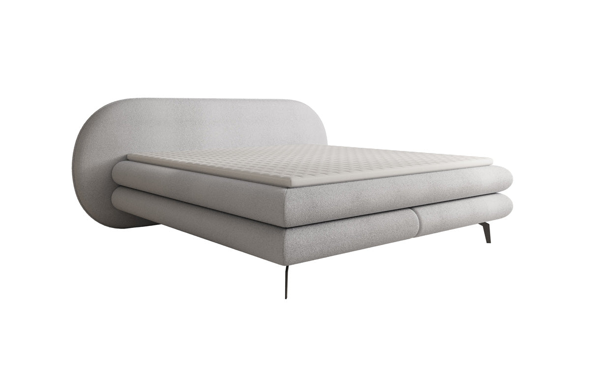 Boxspringbed Marisol met ovale hoofdbord in Bouclé