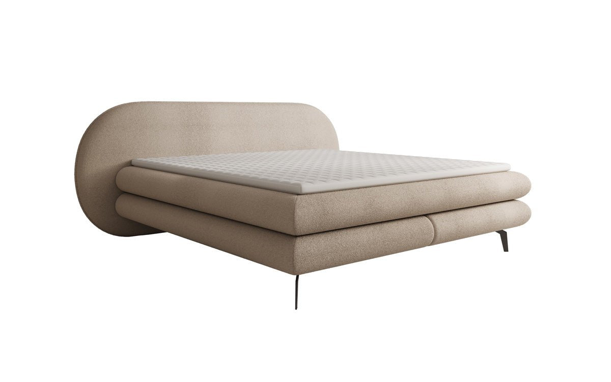 Boxspringbed Marisol met ovale hoofdbord in Bouclé