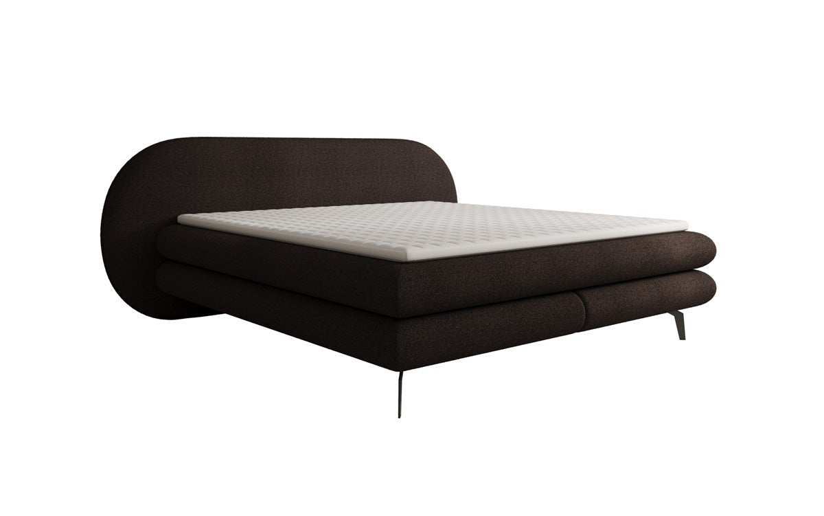 Boxspringbed Marisol met ovale hoofdbord in Bouclé